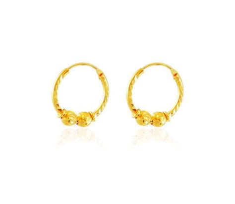 22k Gold Fancy Small Hoops Earrings Ajer59353 22kt Gold Indian Hoop