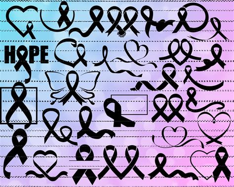 Breast Cancer Ribbon Silhouette Ribbon Awareness Vector Etsy