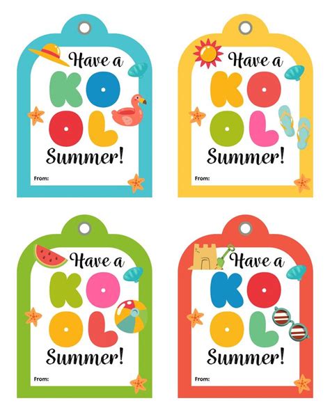 Kool Summer End Of School Year Tags 9 Free PDF Printables