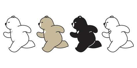 Bear Vector Polar Bear Running Cartoon Character Icon Logo Illustration