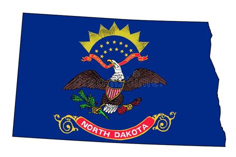 North Dakota Outline Map And Flag Stock Vector Illustration Of