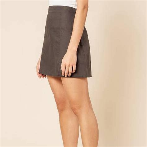 Nude Lucy Nima Linen Mini Skirt In Charcoal Dark Depop