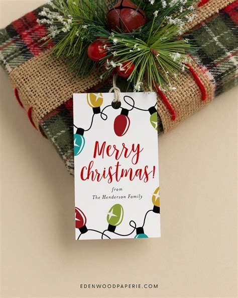 Christmas Gift Tag Printable Merry Christmas Gift Tag | Etsy