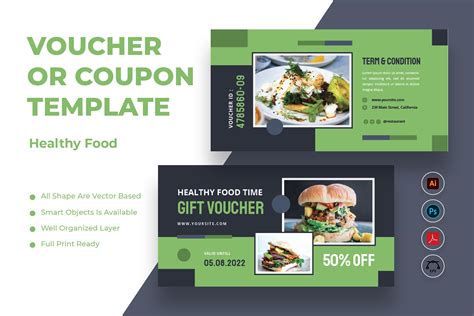 Healthy Food Gift Voucher | Stationery Templates ~ Creative Market