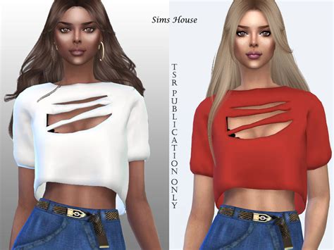 The Sims Resource Women S T Shirt With Slits