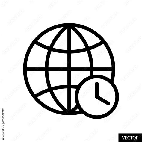 World Clock Timezone International Time Global Time Zone Vector Icon