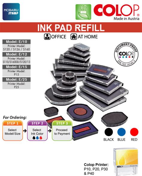 Colop Ink Pad Cartridges Refill For Self Inking Stamps Variety Model