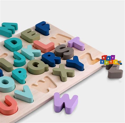 Puzzle Din Lemn Alfabetul Litere Groase D Pastel Ray Toys