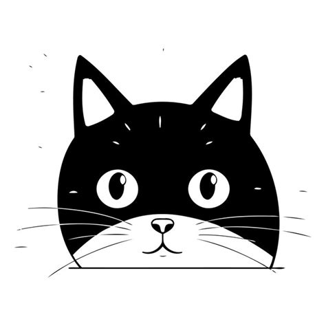 Ilustração Vetorial De Rosto De Gato De Desenho Animado Vetor Premium