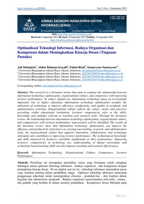 PDF Optimalisasi Teknologi Informasi Budaya Organisasi Dan