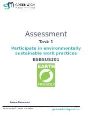 Assessment Task 1 BSBSUS201 4 MA Docx Assessment Task 1 Participate