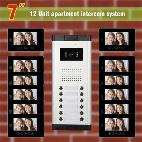 apartment intercom system for 12 units apartment 7 inch monitor video ...