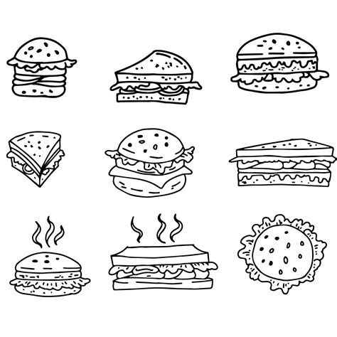 Vector Outline Burger Set Illustration 20487159 Vector Art at Vecteezy