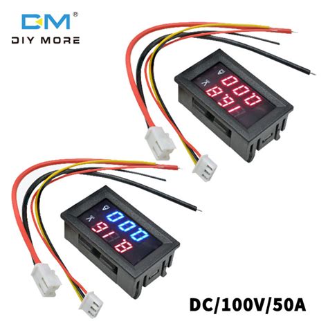 Diymore DC100V 50A DC 100V 10A Voltmeter Ammeter LED Dual Voltage