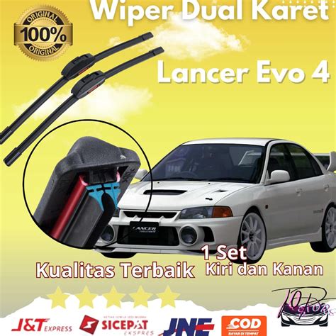 Jual Wiper Double Karet Mitsubishi Lancer Evo Frameless Set Kiri