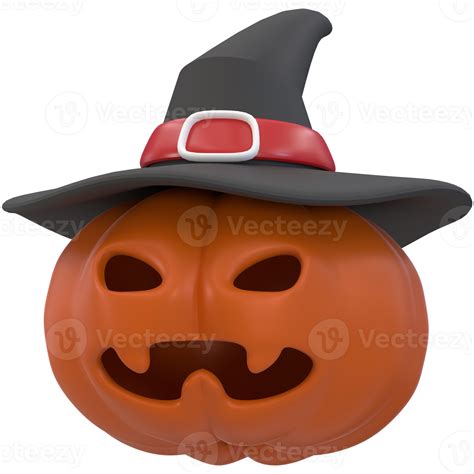 3d Rendering Halloween Icon Pumpkin With Wizards Hat 11222227 Png