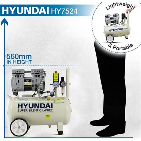 Hyundai Litre Oil Free Low Noise Portable Garage Compressor Apex