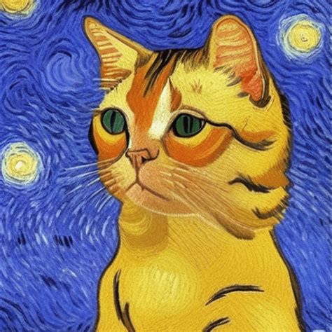 Van Gogh Cat Graphic Creative Fabrica