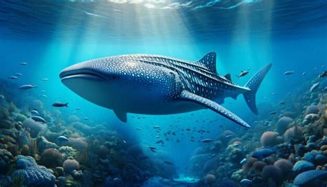 Premium AI Image Whale Shark In Deep Ocean