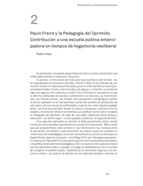 Pdf Paulo Freire Y La Pedagog A Del Oprimido Contribuci N A Una