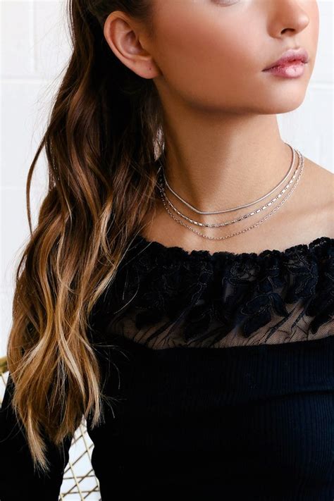 Sleek Silver Necklace Choker Necklace Layered Choker Lulus