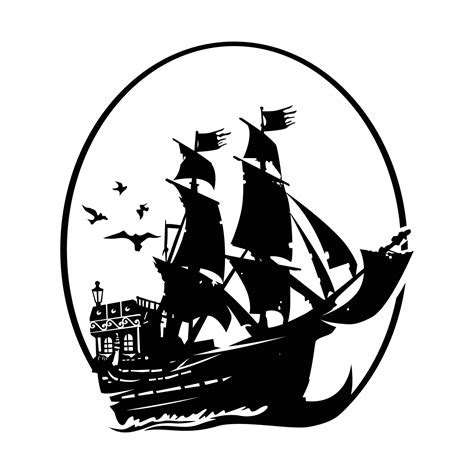 Cartoon Pirate Ship With Black Sails Vector Stock Illustration Download