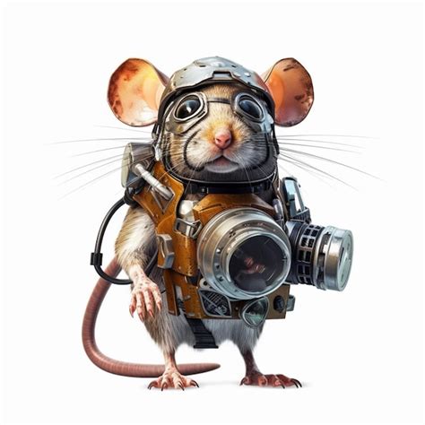 Premium AI Image A Mouse With A Camera And A Helmet