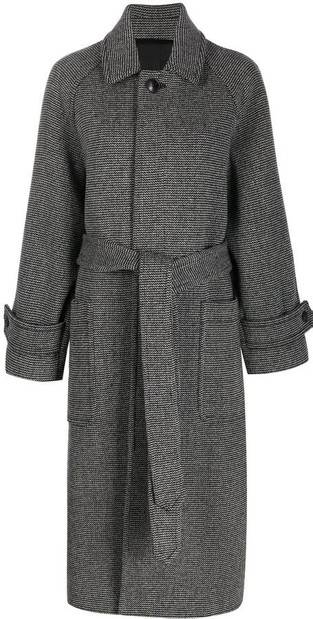 Ami Paris Belted Long Coat Shopstyle