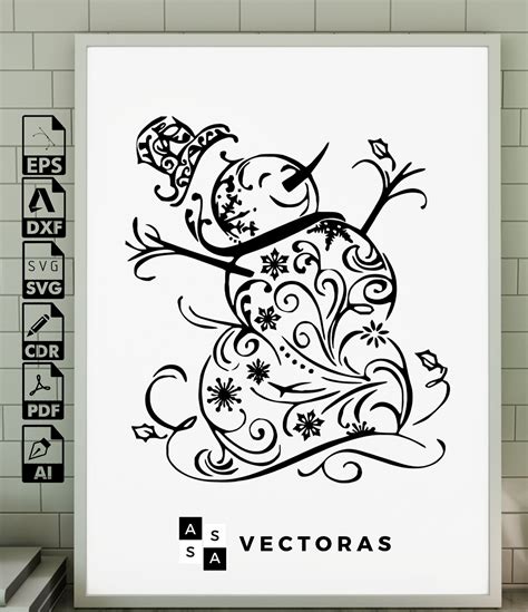 Swirly Snowman Svg Snowman Svg Snowman Flourish Svg Snowman Etsy