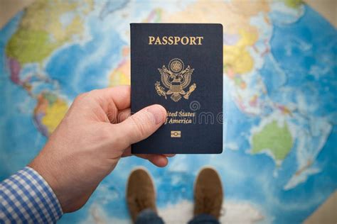 Mans Hand Holding Us Passport Stock Image Image Of Hold Business