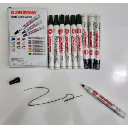 Jual Atk Spidol Snowman White Board Marker Warna Hitam Shopee