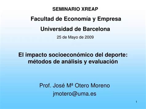 Ppt El Impacto Socioecon Mico Del Deporte M Todos De An Lisis Y