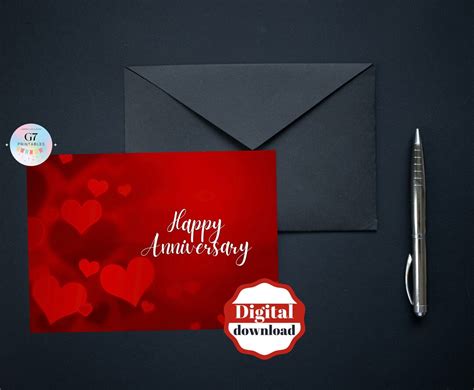 Printable Anniversary Wishes Card Instant Digital Download - Etsy