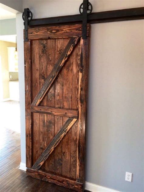 Double Z Rustic Antique Burned Charred Sliding Door Etsy Barn Door