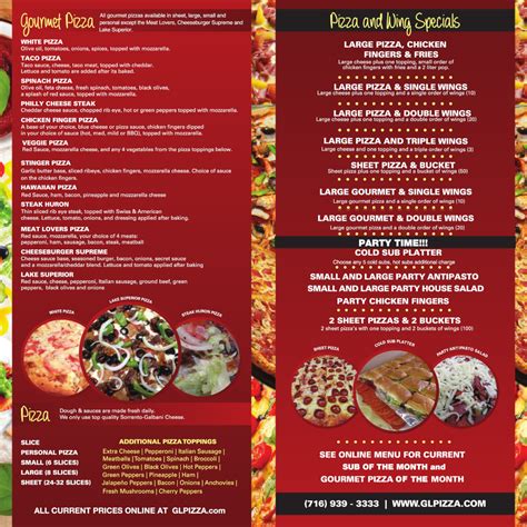 Great Lakes Pizza Menu