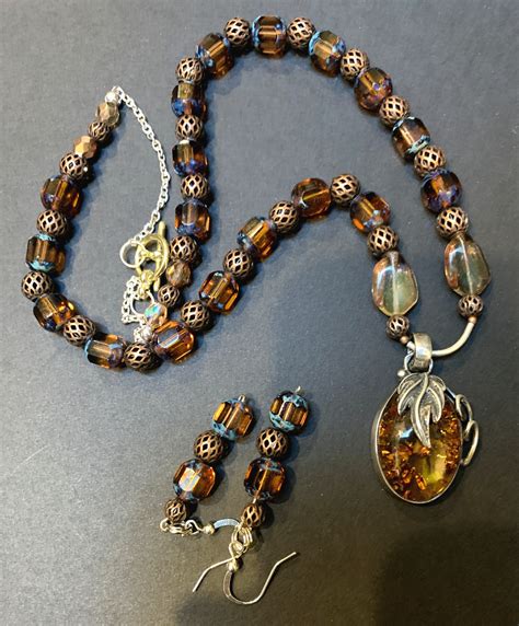 Bead Necklace With Sterling Necklace Set