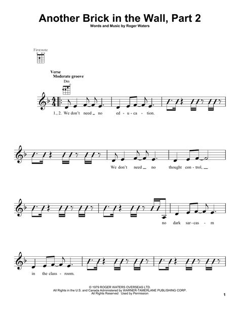 Another Brick In The Wall Part Sheet Music By Pink Floyd Ukulele