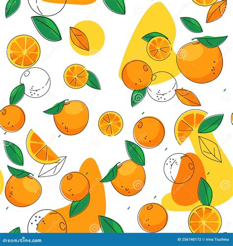 Seamless Pattern With Orange Fruits Suitable For Fabric Or Wrapping