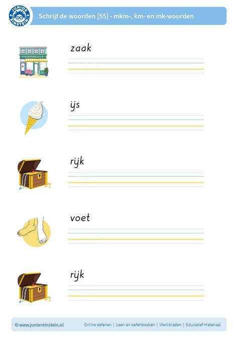 Schrijf De Woorden 55 Mkm Km En Mk Woorden