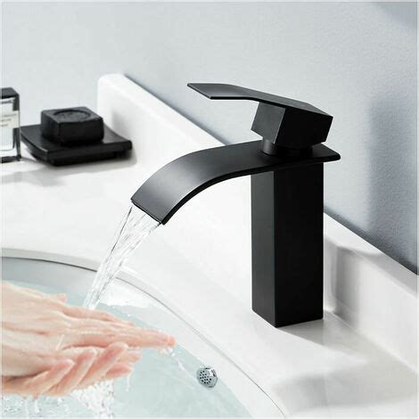 2x Robinets Salle De Bain Cascade Mitigeur De Lavabo Noir Robinet