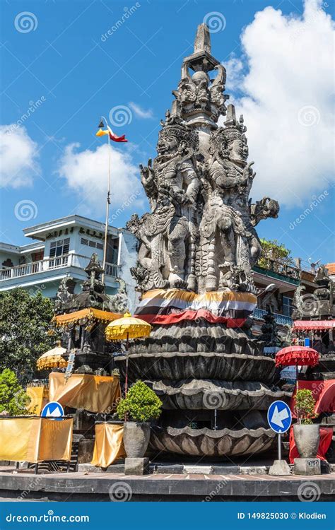 Patung Catur Muka Statue At Night In Denpasar City Bali Indonesia