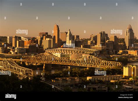 Ohio River Bridges Downtown Cincinnati Ohio Skyline From Covington