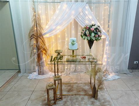 Aluguel Decoração Casamento Mesa De Vidro Dourado E Branco No Elo7