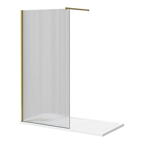 Arezzo 1600 X 800 Fluted Glass Brushed Brass Profile Wet Room 1000