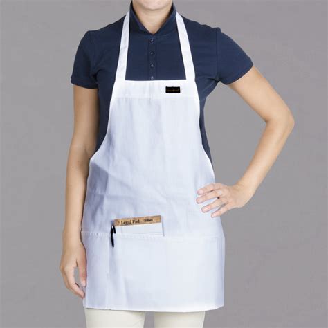 Chef Revival White Poly Cotton Customizable Bib Apron With 1 Pocket