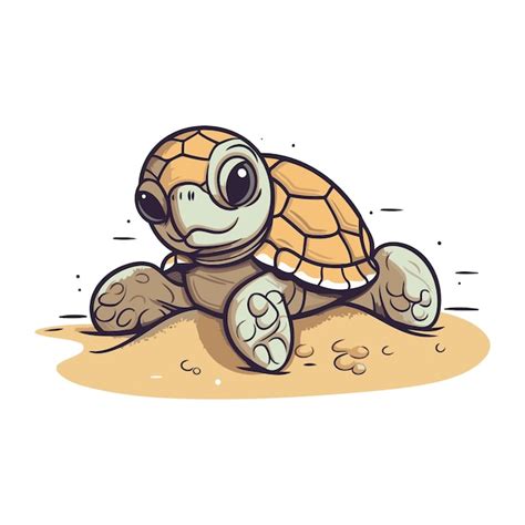 Linda Tortuga De Dibujos Animados En La Arena Ilustraci N Vectorial