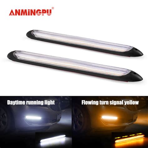 Anmingpu Pair Universal Led Drl Sequential Turn Signal Yellow Bright