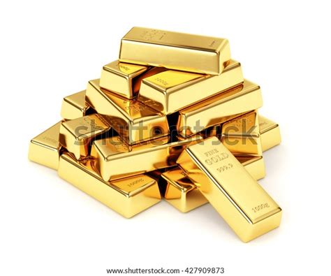 Gold Bars Pile Isolated On White Stock Illustration 427909873