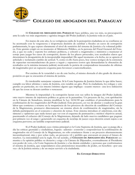 Articulo Colegio De Abogados Del Paraguay