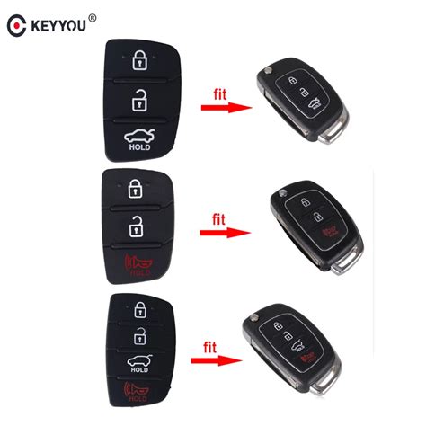 Keyyou Replacement Button Remote Key Fob Case Rubber Pad For